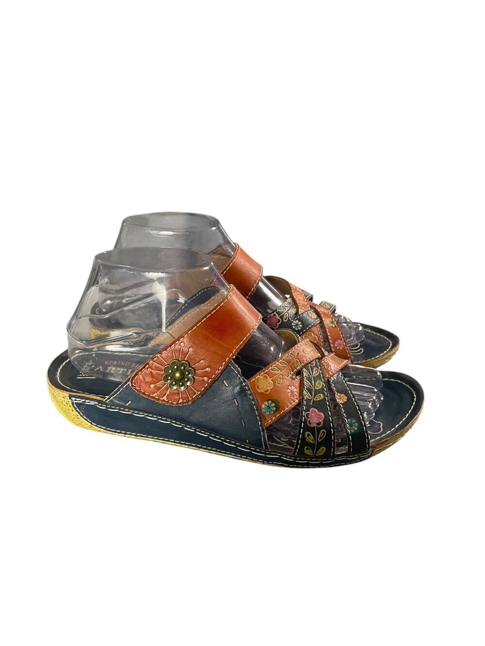 Spring Step L’Artiste Women’s Leigh Hand Painted Crisscross Leather Sandals